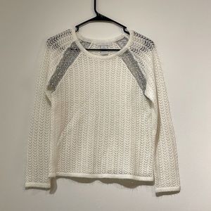Knit Sweater with Silver Embellished Shoulder